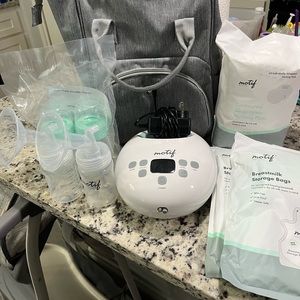 Motif Luna Breastpump, bags, pads, extra bottles, etc.